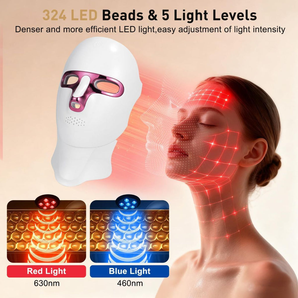 LED Red Light Therapy Mask — Face & Neck, Rechargeable