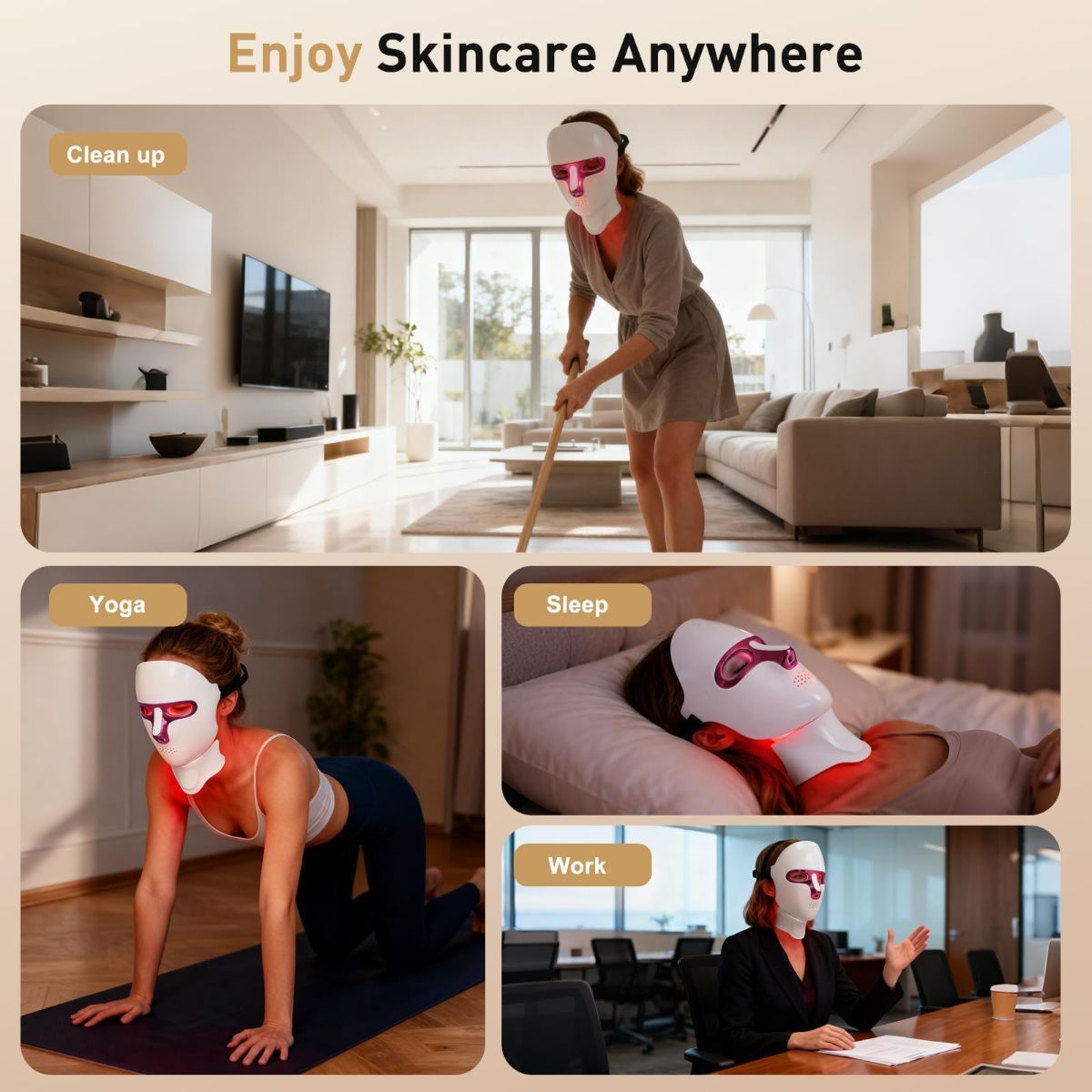 LED Red Light Therapy Mask — Face & Neck, Rechargeable