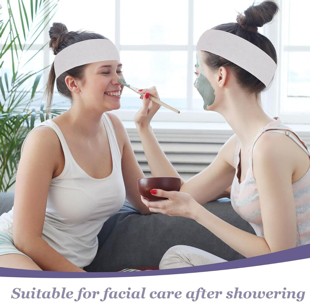 200 Count Disposable Spa Facial Headbands with Convenient Closure,White Stretch Facial Headwraps Soft for Facials Skincare Spa