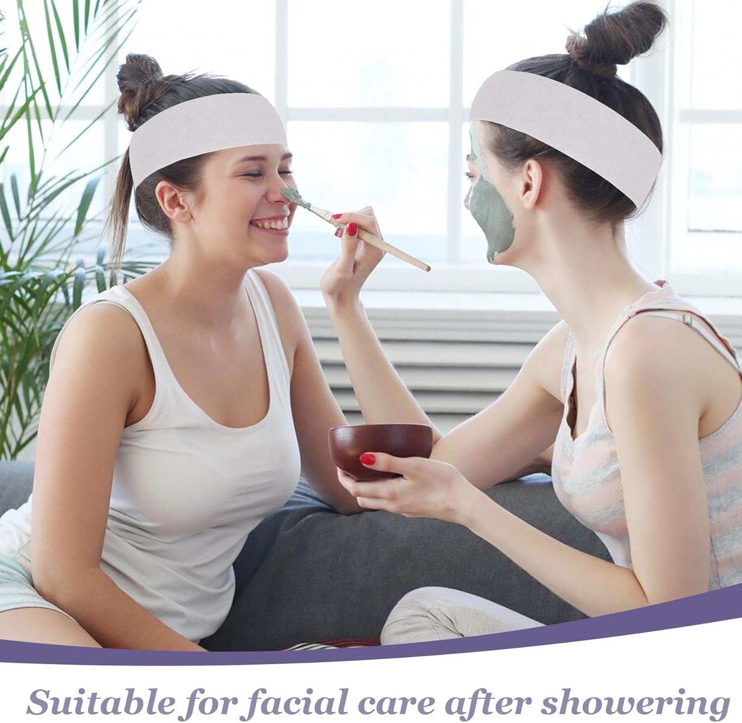 200 Count Disposable Spa Facial Headbands with Convenient Closure,White Stretch Facial Headwraps Soft for Facials Skincare Spa