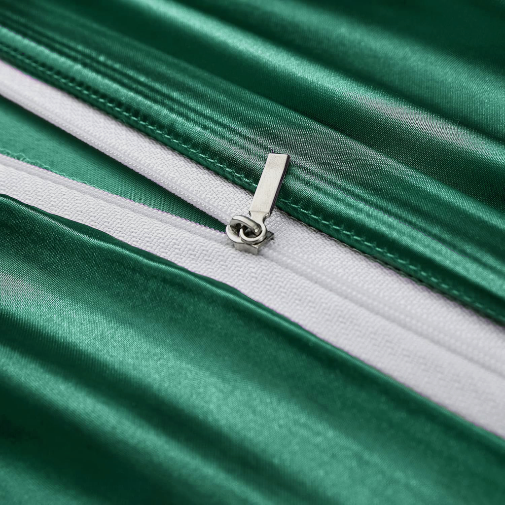 Satin Quilt Cover Set, Double — Green (3 Piece)
