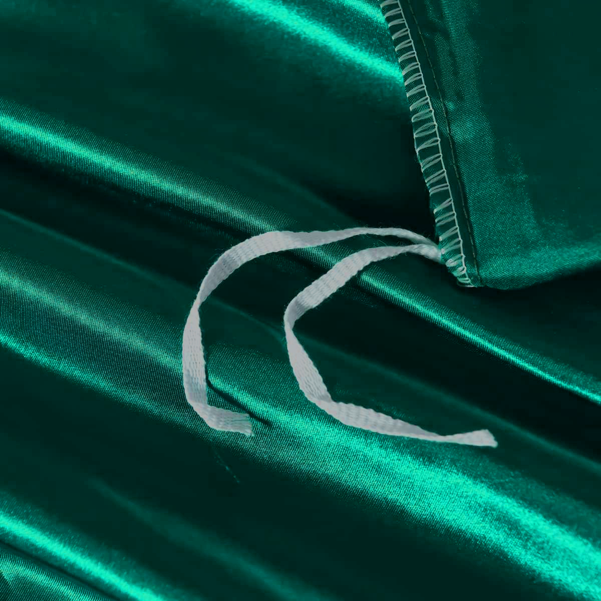Satin Quilt Cover Set, Double — Green (3 Piece)
