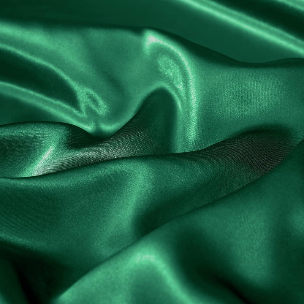 Satin Quilt Cover Set, Double — Green (3 Piece)