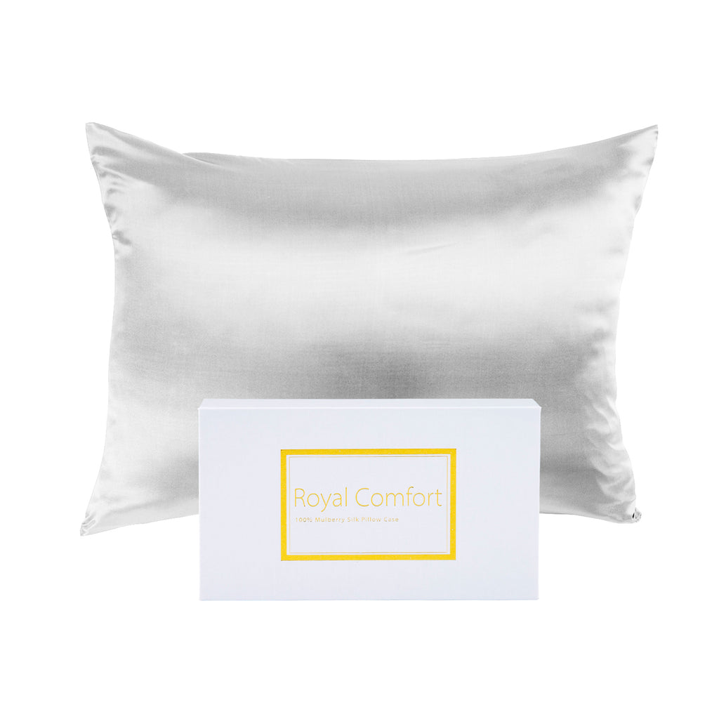 Royal Comfort 100% Mulberry Silk Pillowcase — Silver
