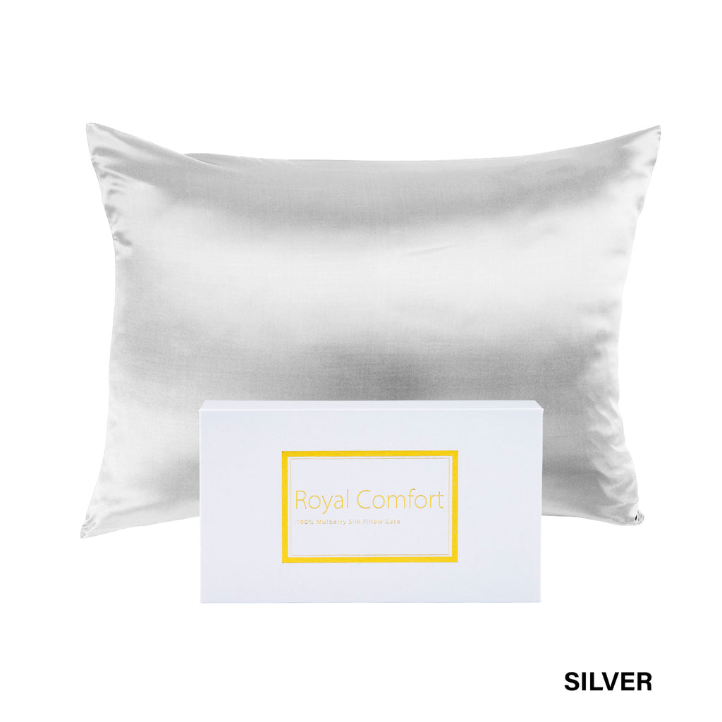 Royal Comfort 100% Mulberry Silk Pillowcase — Silver